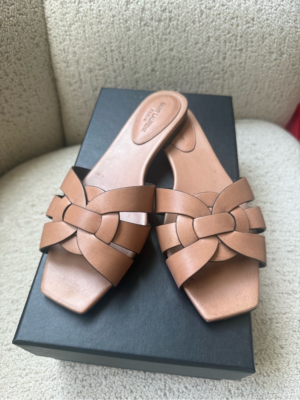 Saint Laurent Tribute Sandals - Tan